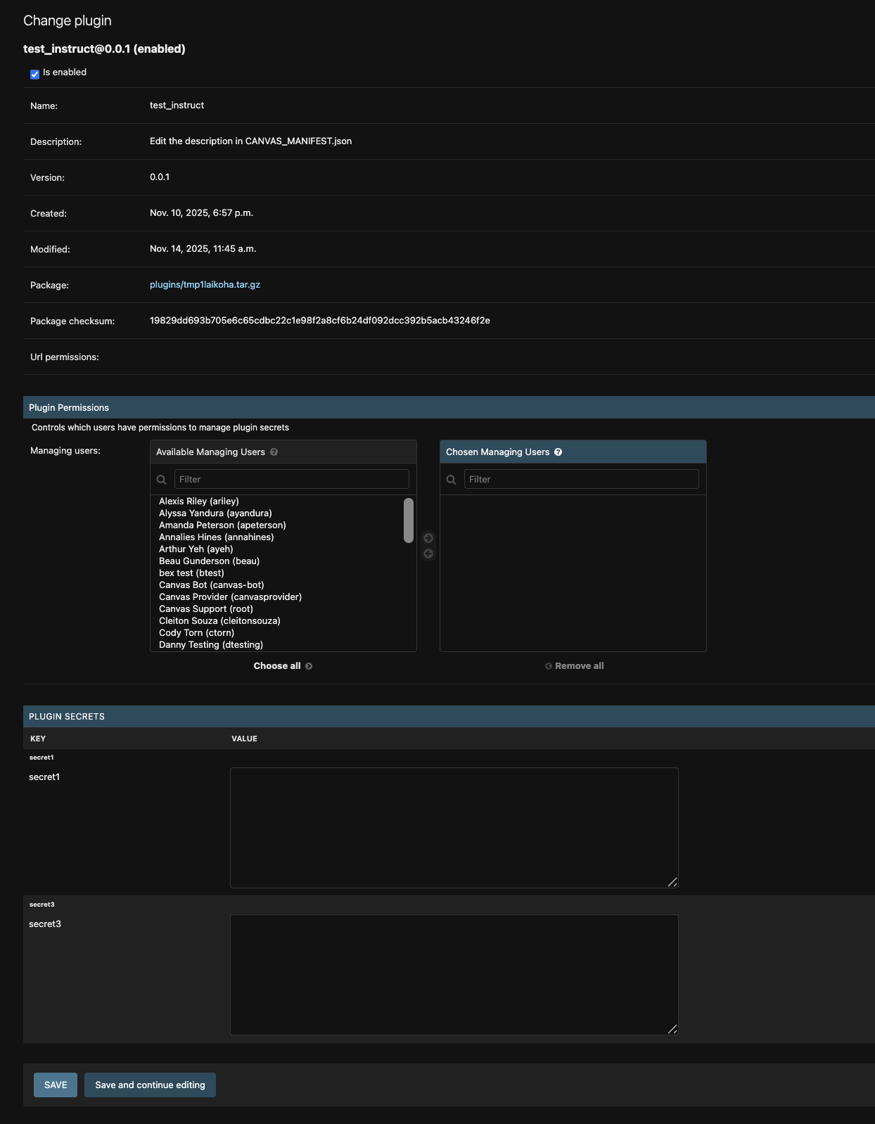 Setting plugin secrets